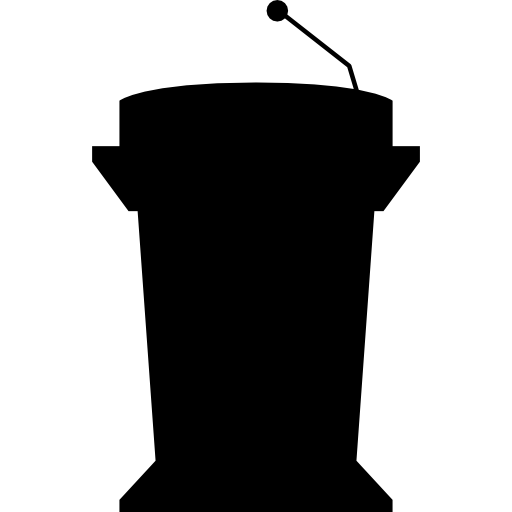 Podium silhouette with microphone for presentation